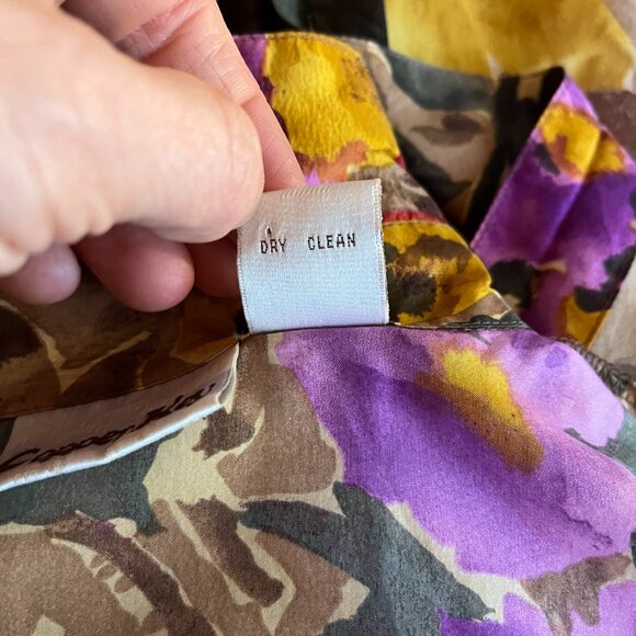 Vintage Copper Key Size M Silk Floral Print Shirt Button-Up - Picture 11 of 11